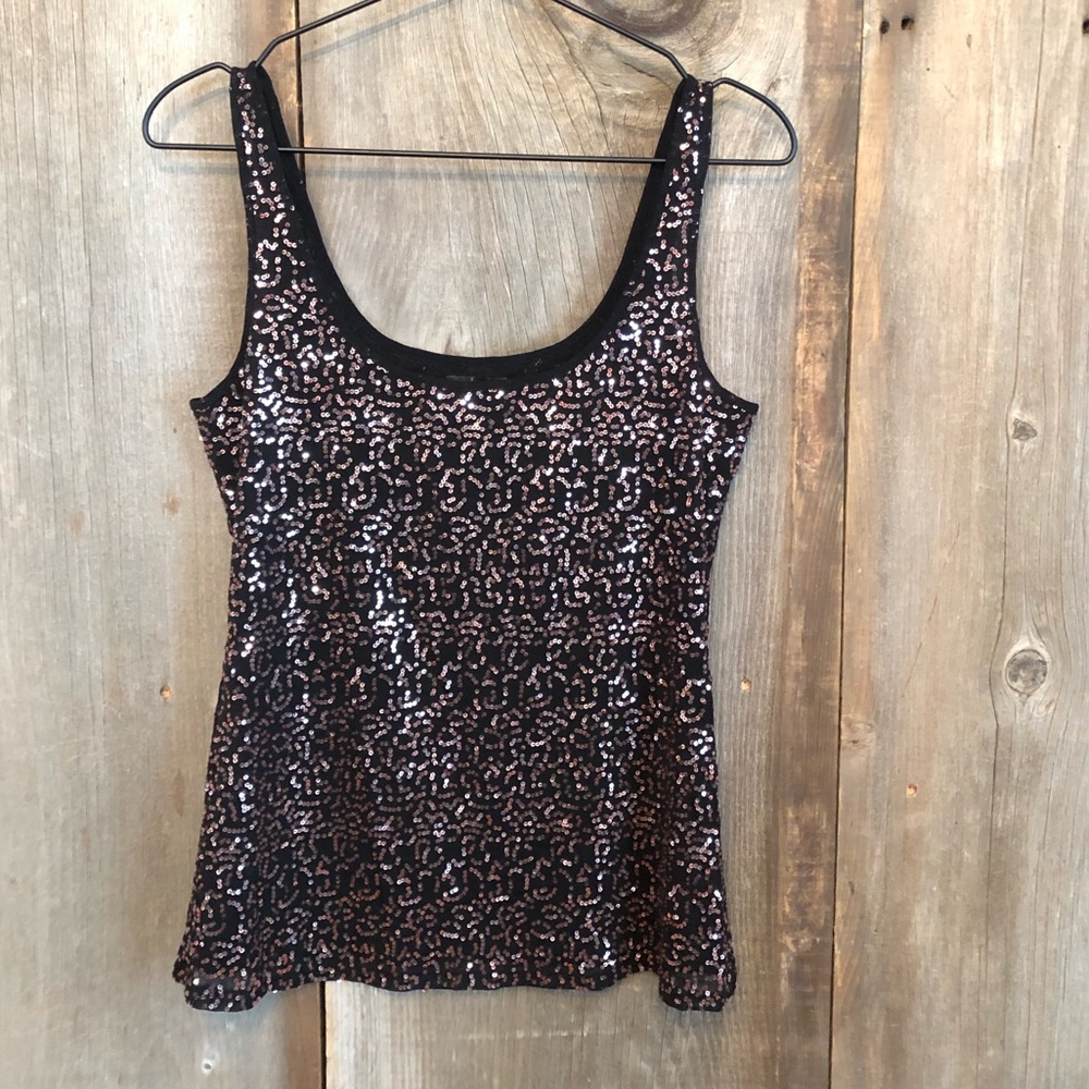 Moda International Victoria’s Secret Sequin Tank in Black & Gold Size Small